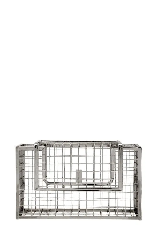 Metal Cage Crossbody Clutch Bag