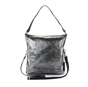 Metallic leather 4 way back pack messenger clutch bag #LB31  black