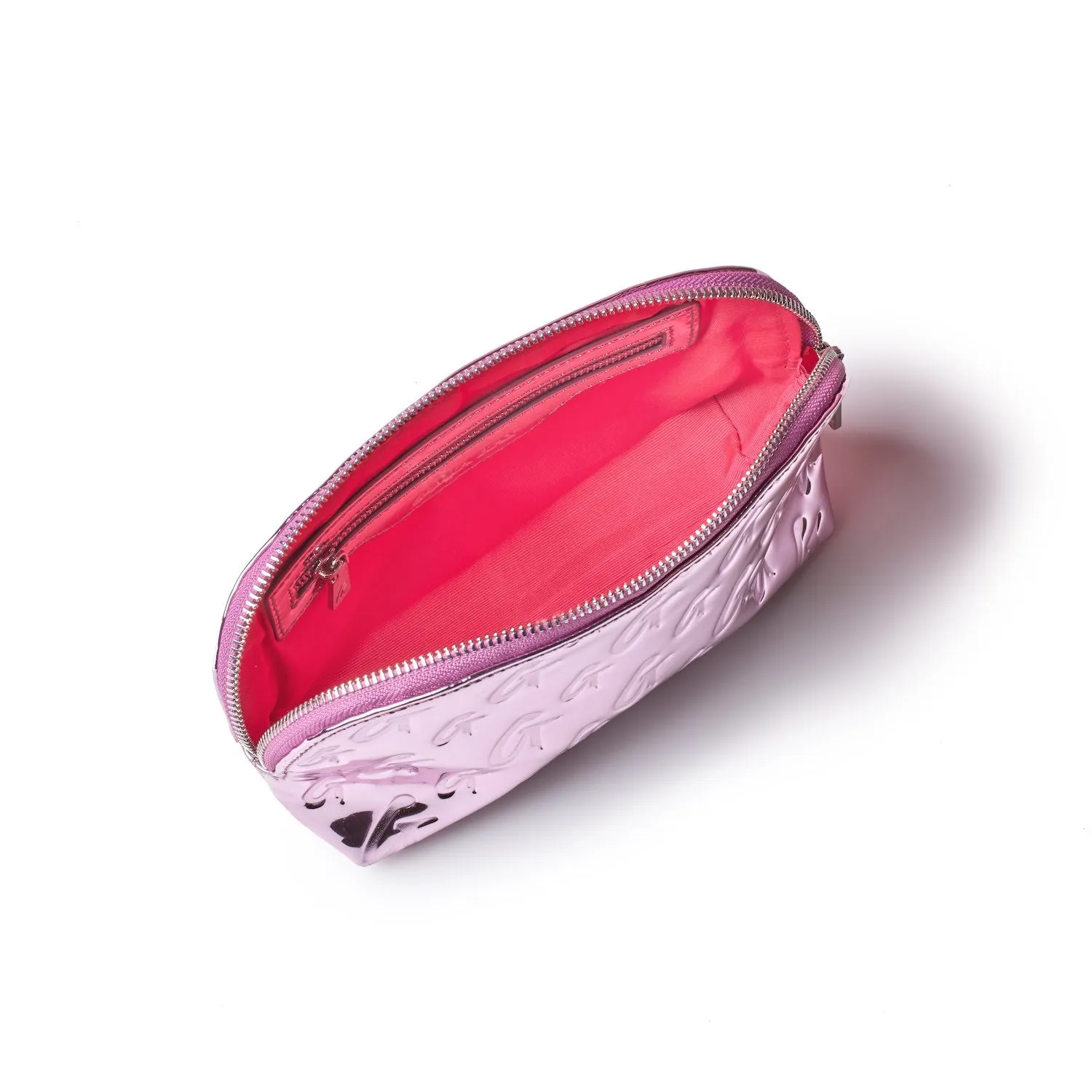 METALLIC MONOGRAM COSMETIC POUCH - METALLIC PINK