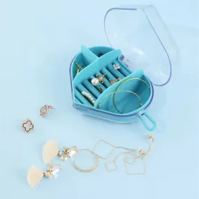 Mini Travel Jewelry Box Transparent Flip Acrylic Earrings Necklace Ring Portable Heart Shape Travel Jewelry Organizer Box