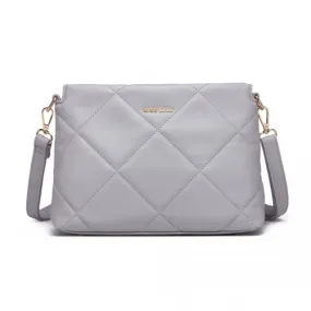 Miss Lulu PU Leather Rhombus Shoulder Bag - Elegant Light Grey Designer Purse for Every Occasion