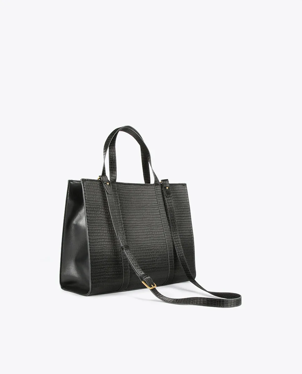 Mock croc faux leather tote bag