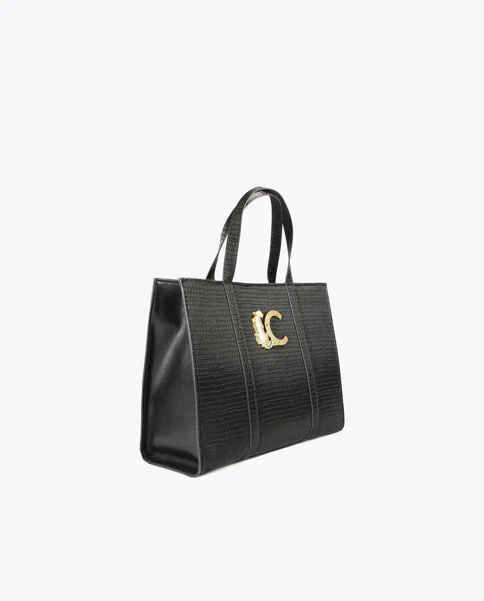 Mock croc faux leather tote bag