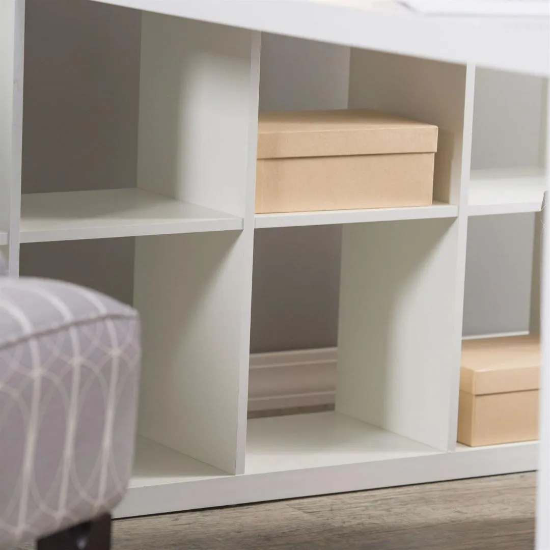 Modern Computer Desk with Honeycomb Style Wall Bookcase in White