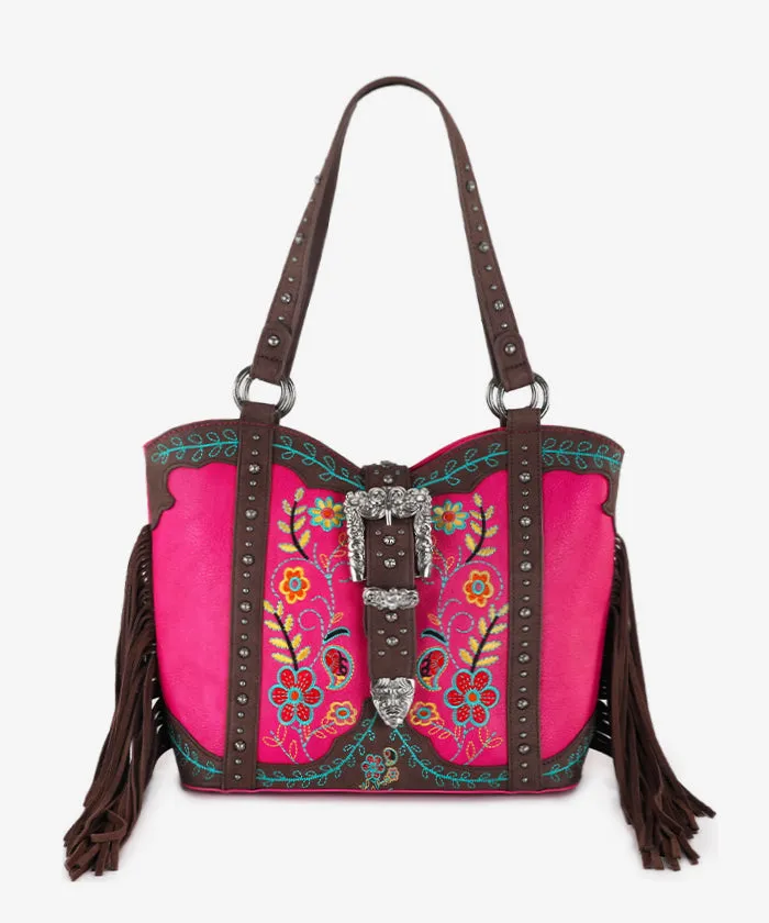 Montana West Floral Embroidered Concealed Carry Tote