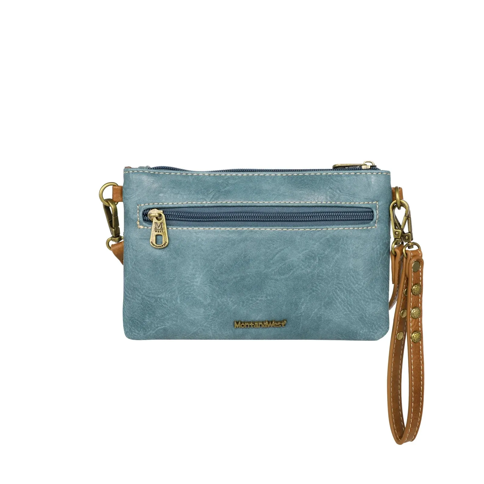 Montana West Ladies Embroidered Collection Clutch/Crossbody - Turquoise - MW1206-181