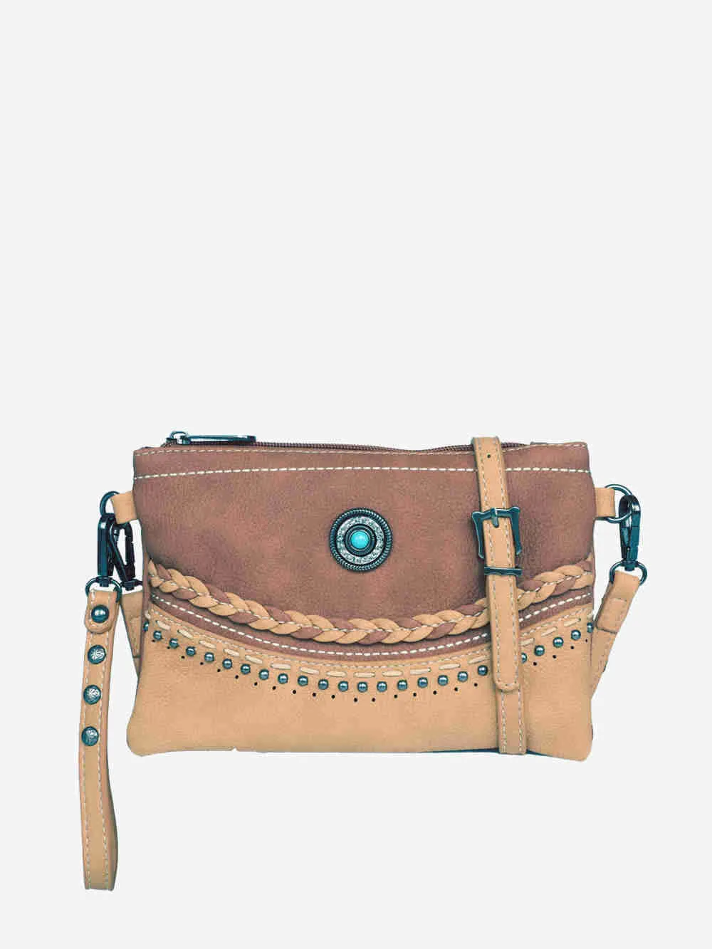 Montana West Stone Concho Crossbody Clutch