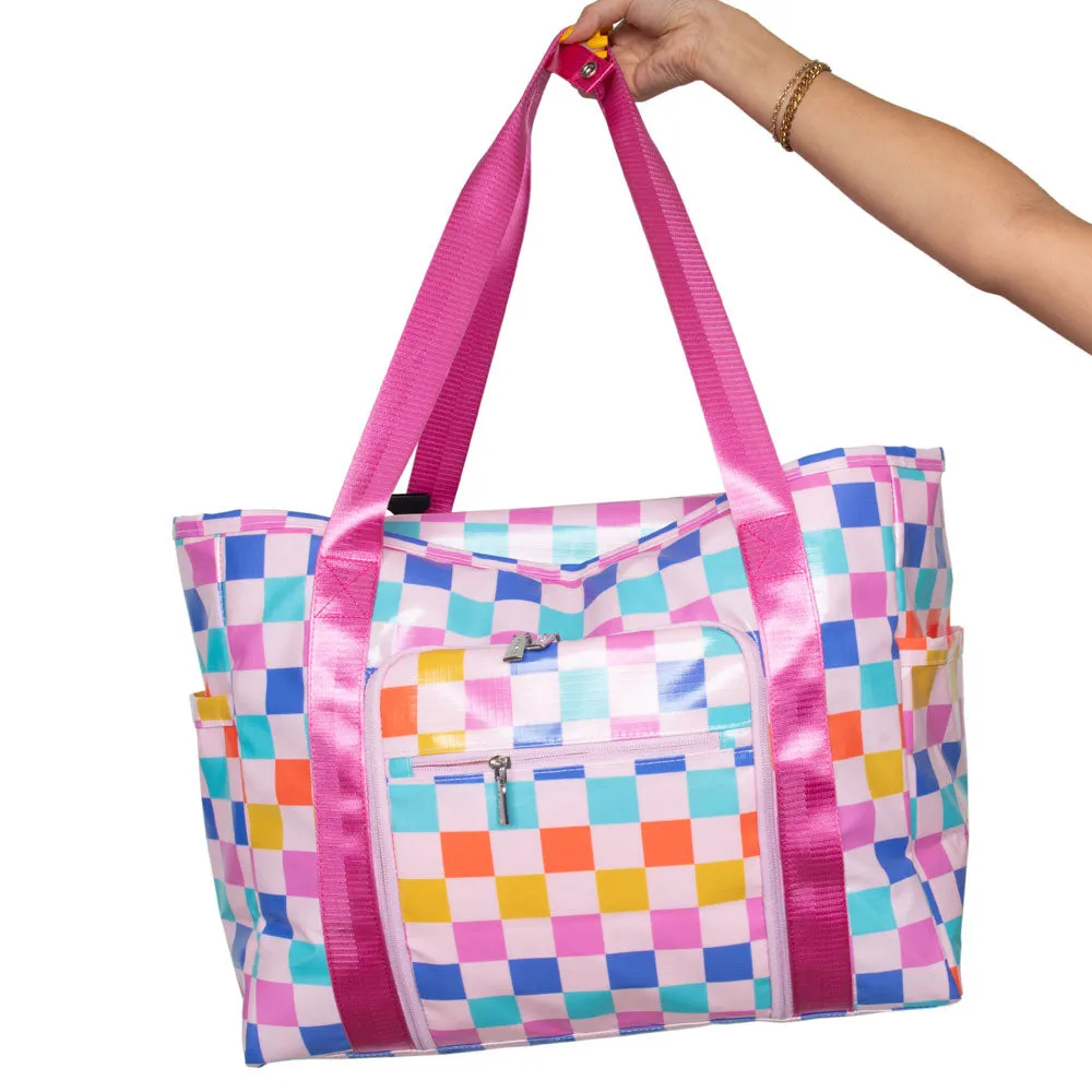 Multicolored Checkered Wholesale Foldable Large Tote Bag