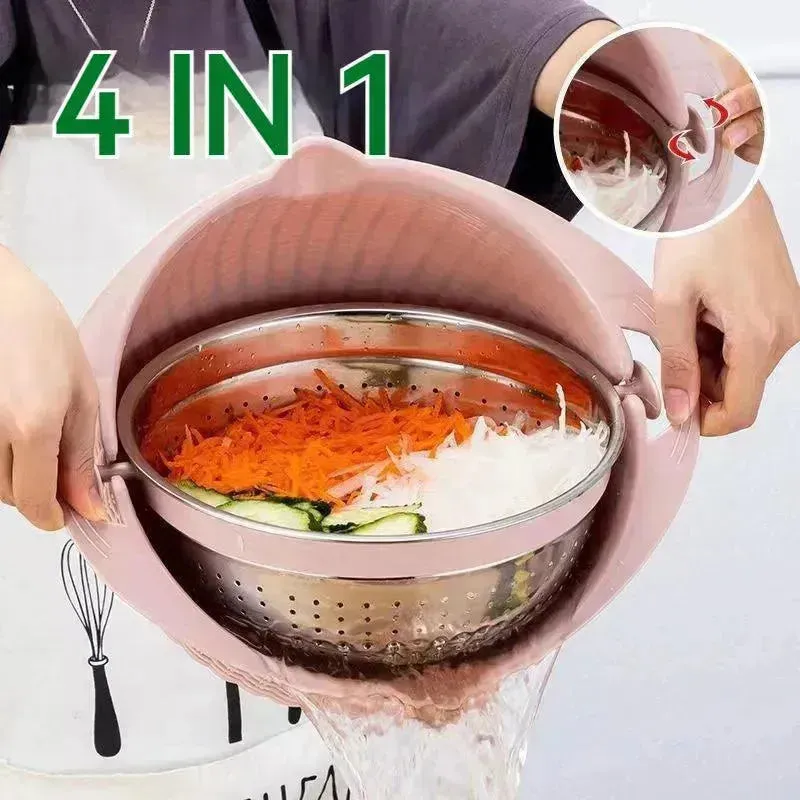 Multifunctional Kitchen Creative Household Rotating Washing Basket