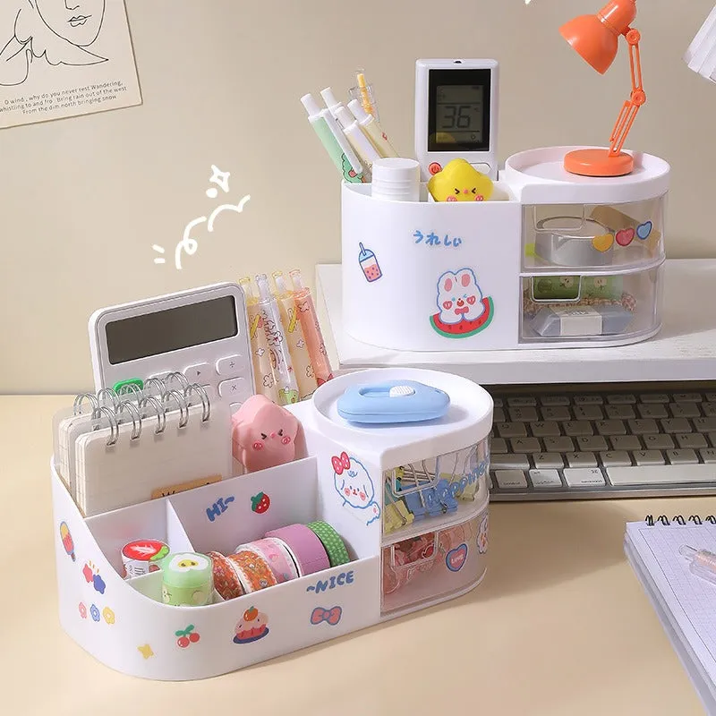 Multiple Compartments Cosmetic and Stationery Storage Box