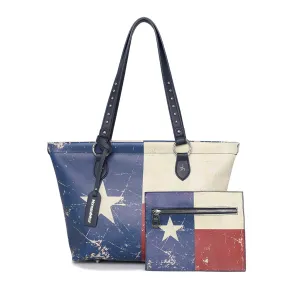 MW1042-8113  Montana West Texas Flag Design Tote Bag - Navy