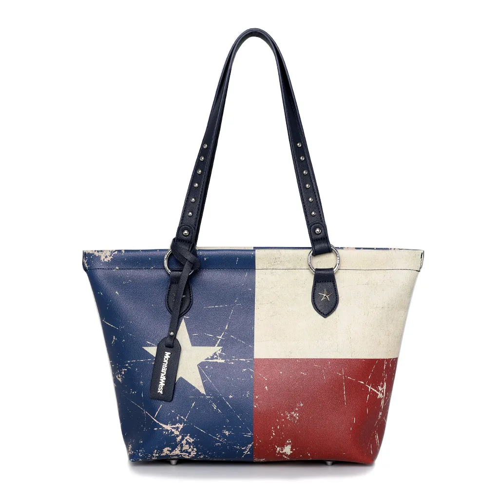 MW1042-8113  Montana West Texas Flag Design Tote Bag - Navy