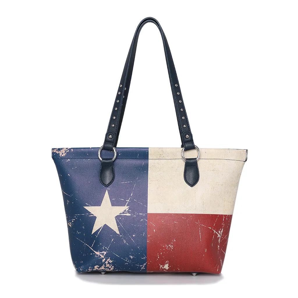 MW1042-8113  Montana West Texas Flag Design Tote Bag - Navy