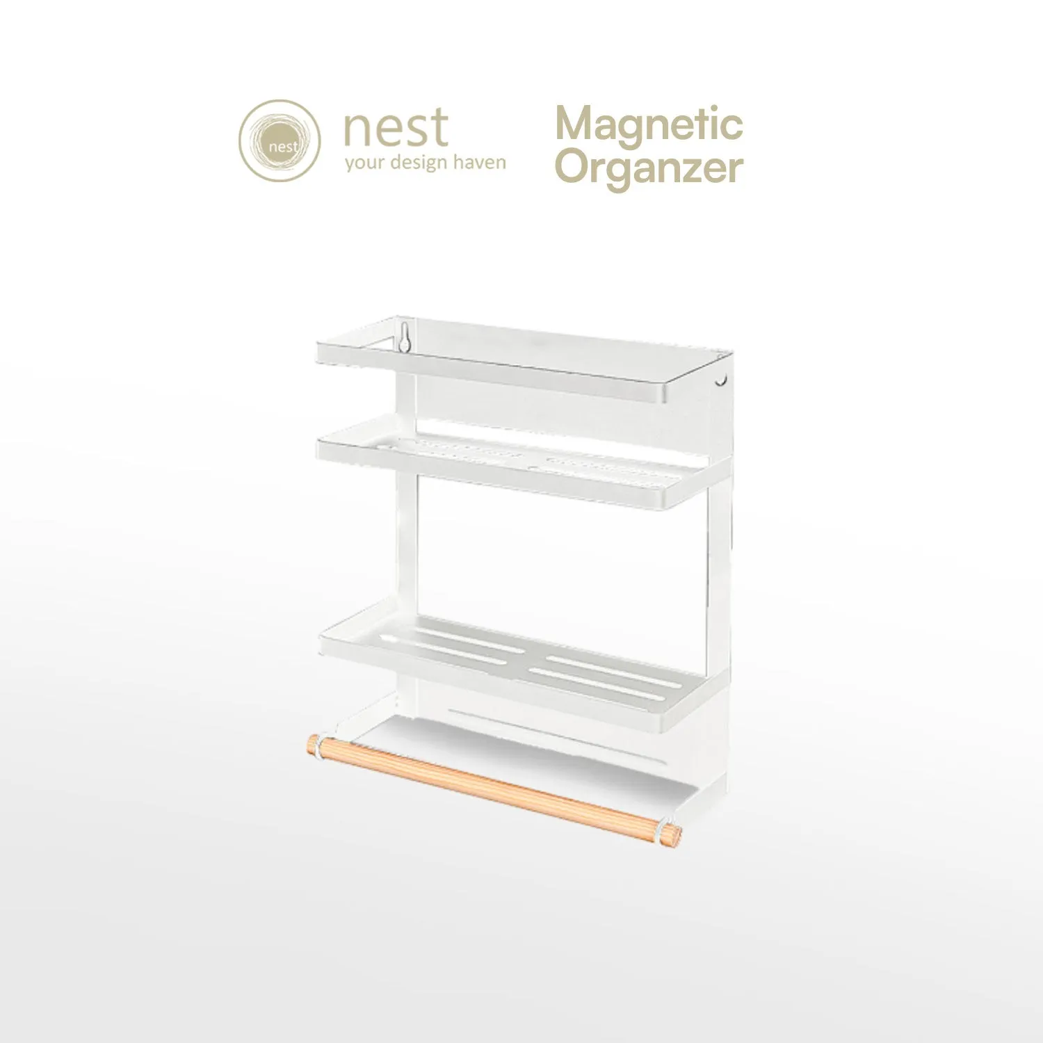 Nest Design Lab Premium 2 Tier Magnetic Organizer Rack Metal 34cm - Black