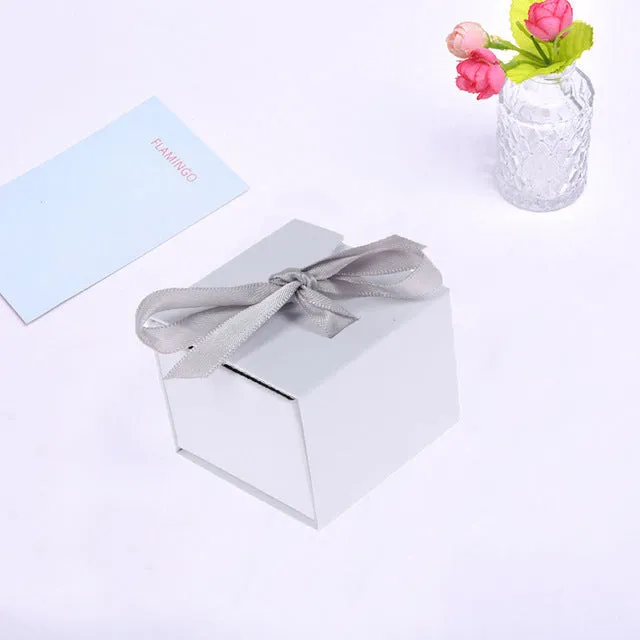 New Chic  Jewelry Box Paper Gray White Color Ribbon Bowknot Displays Box For Gifts Present Ring Earring Jewelry Packing Display