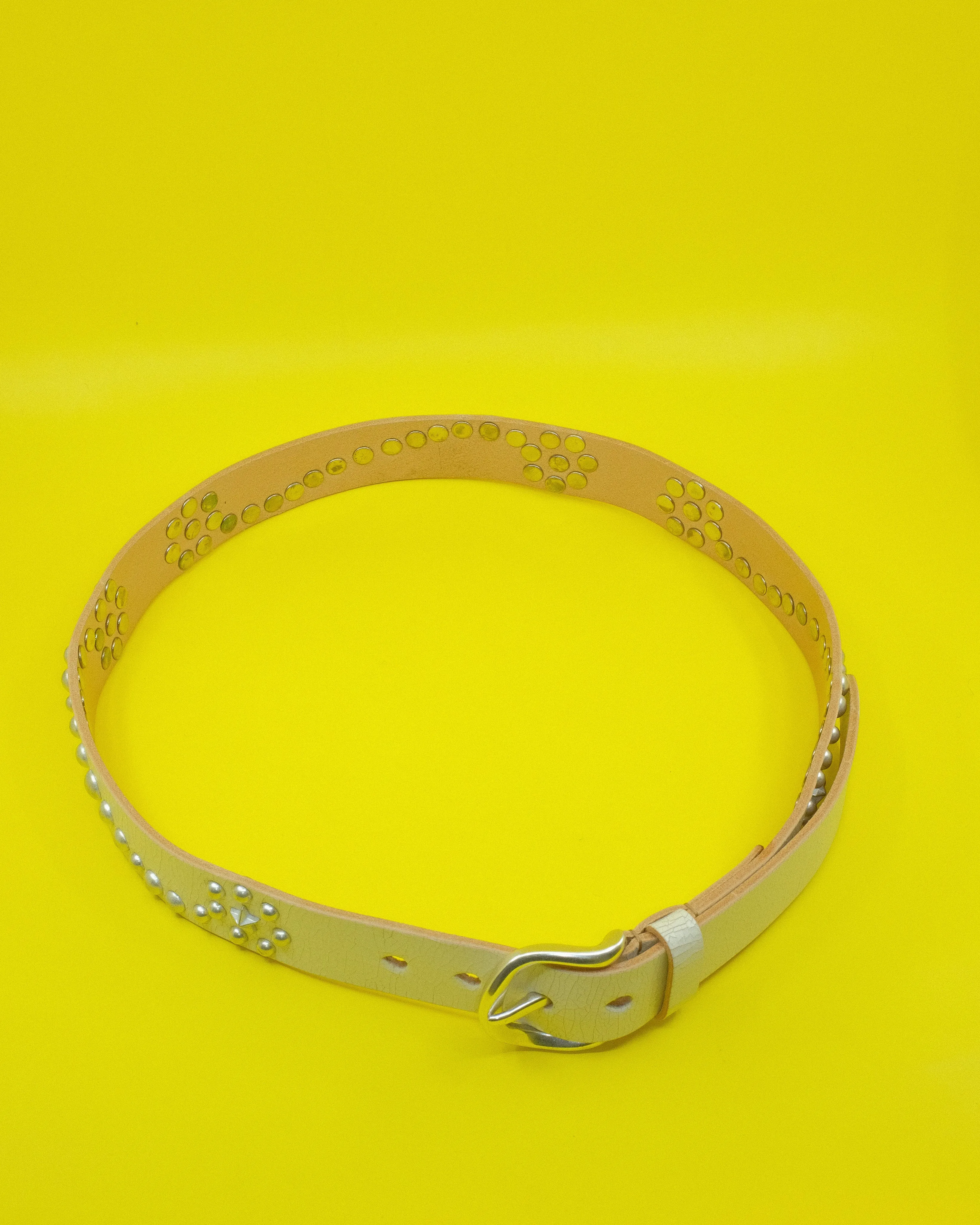 Off White Cracked Leather Star Fall Belt