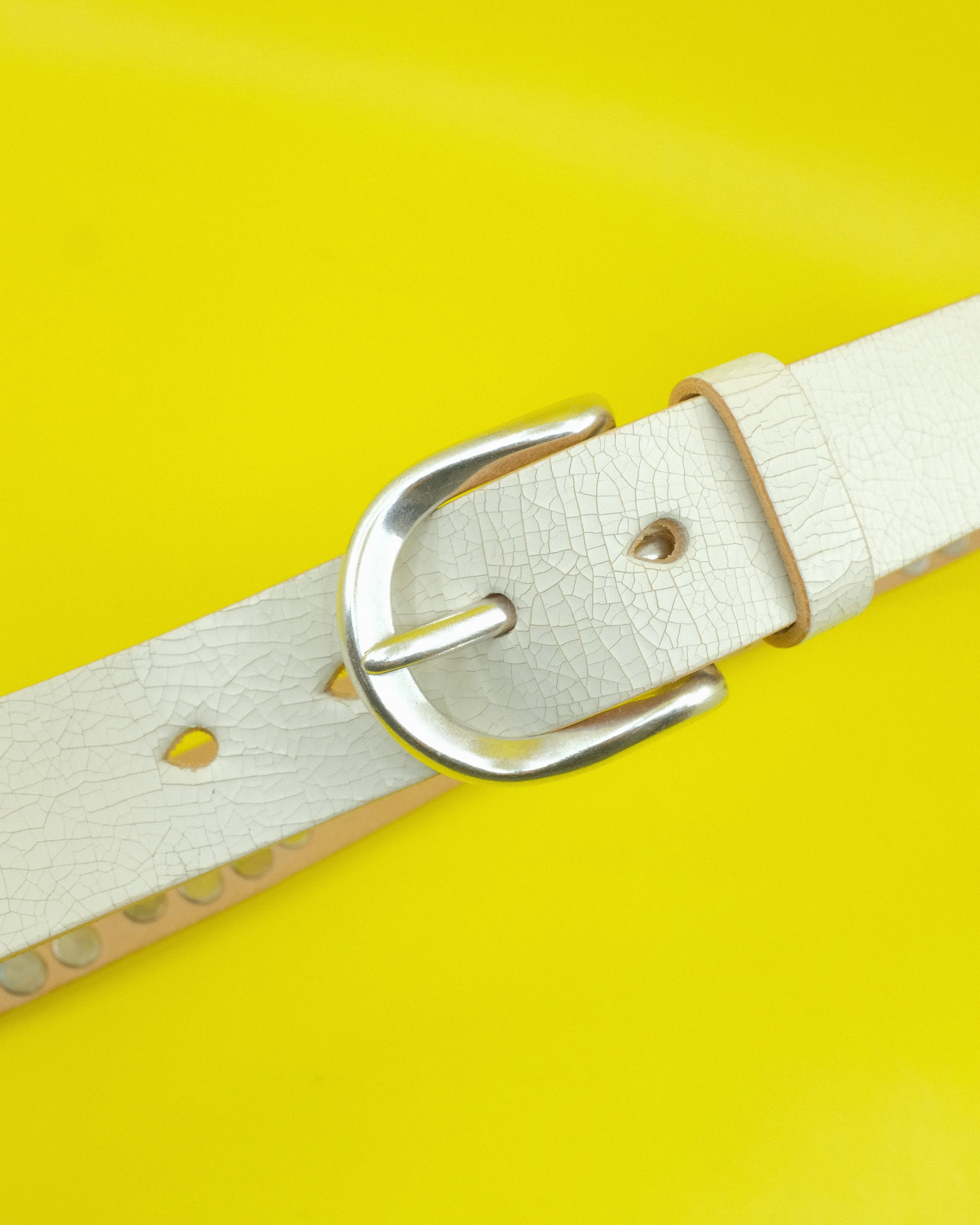 Off White Cracked Leather Star Fall Belt