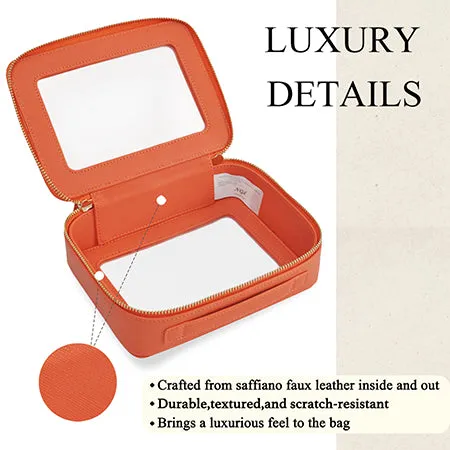 Orange NGIL Clear Faux Leather Toiletry Bag