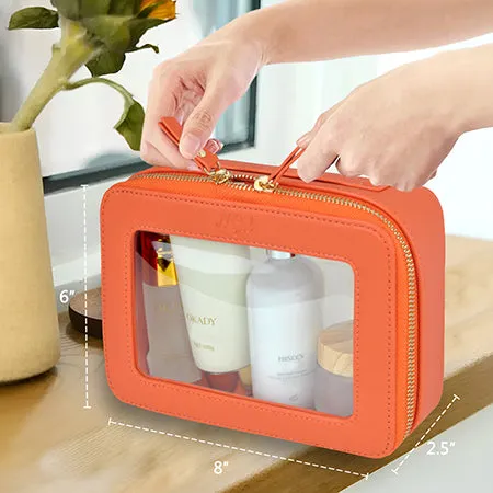 Orange NGIL Clear Faux Leather Toiletry Bag