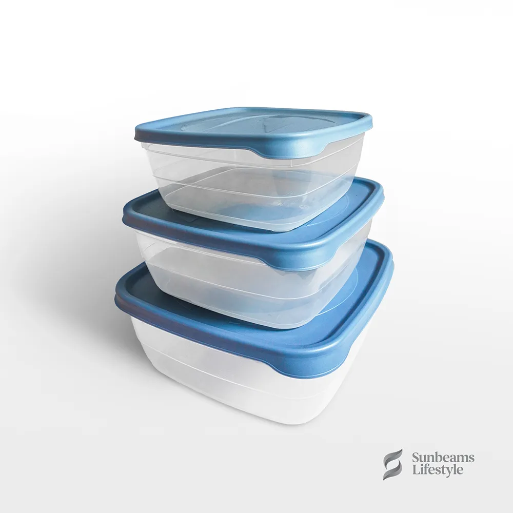 OSH Square Food Storage box 3-Piece Set 22x22x9cm