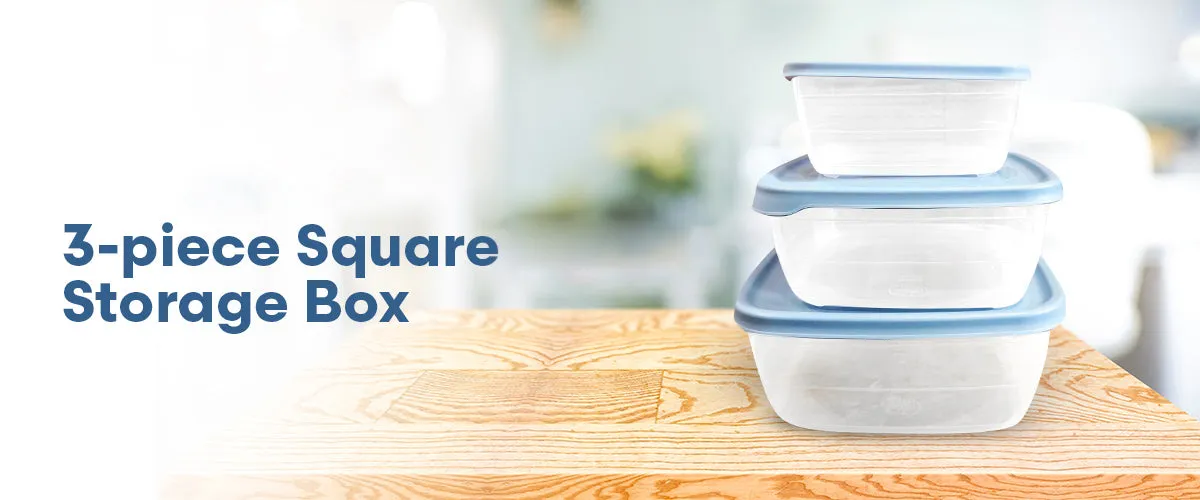 OSH Square Food Storage box 3-Piece Set 22x22x9cm