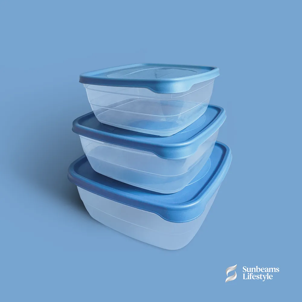 OSH Square Food Storage box 3-Piece Set 22x22x9cm