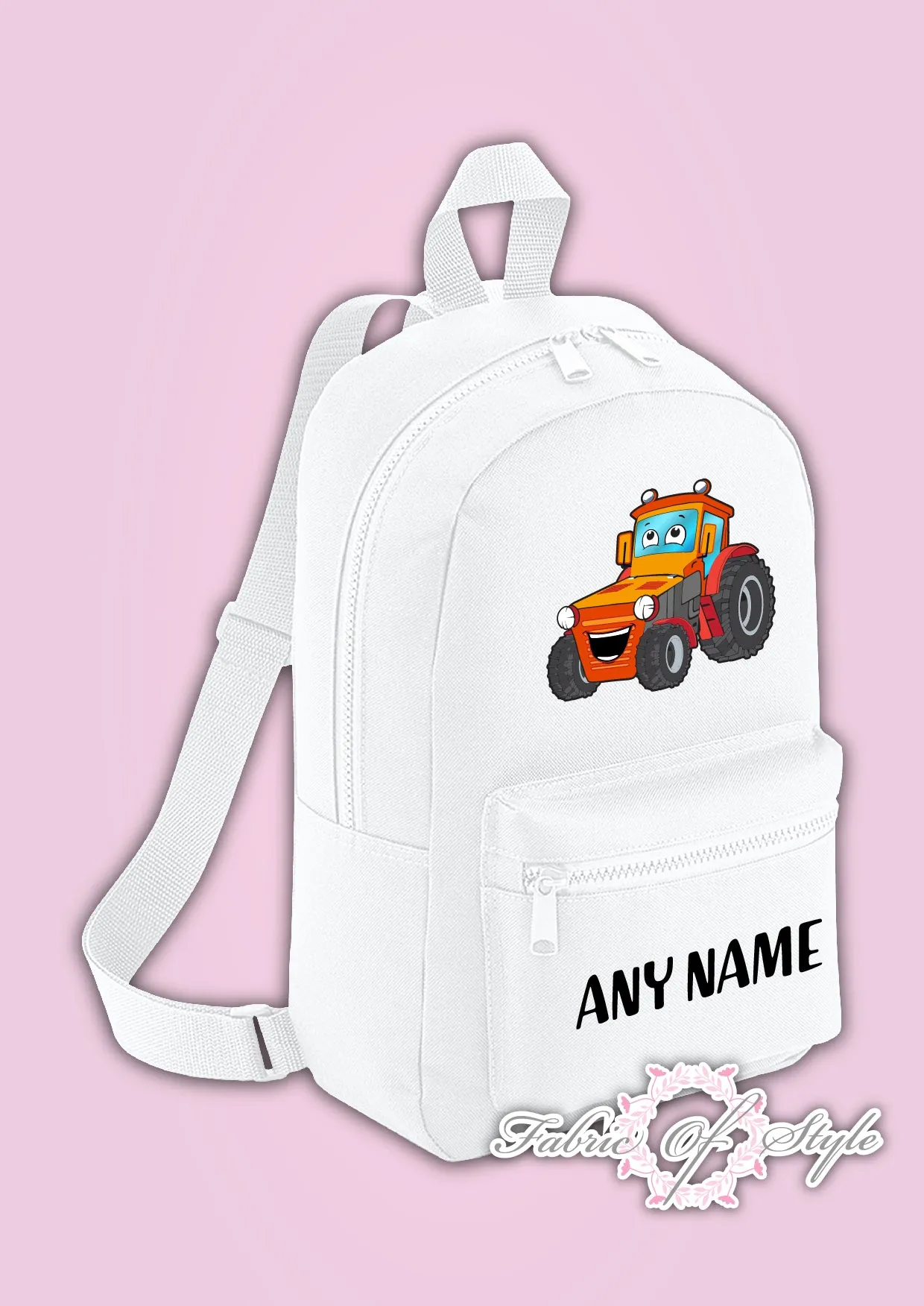 Personalised Kids Backpack - Any Name Tractor Boys Girls NURSERY Back To School Bag