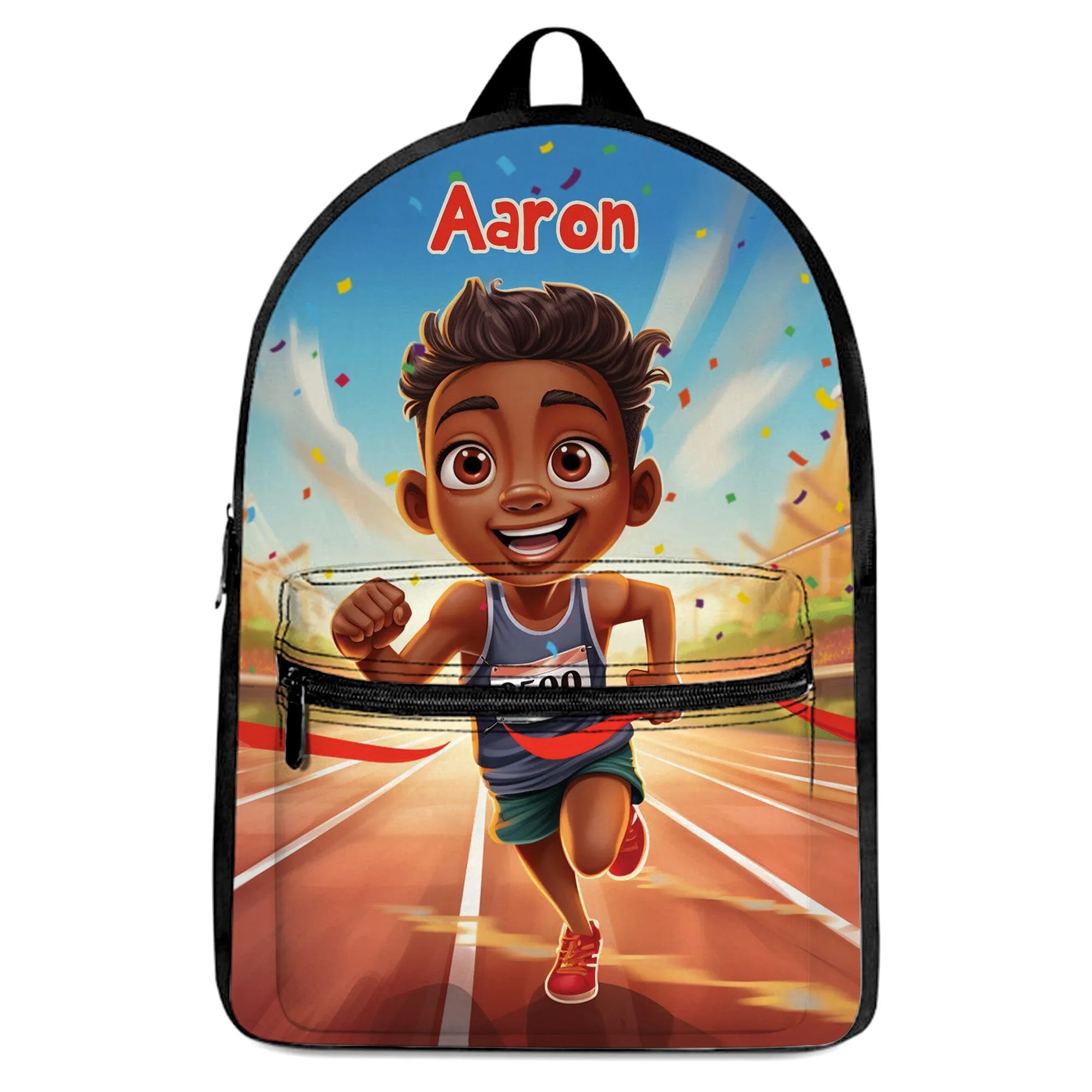 Personalized Little Afro Athlete Kid Backpack