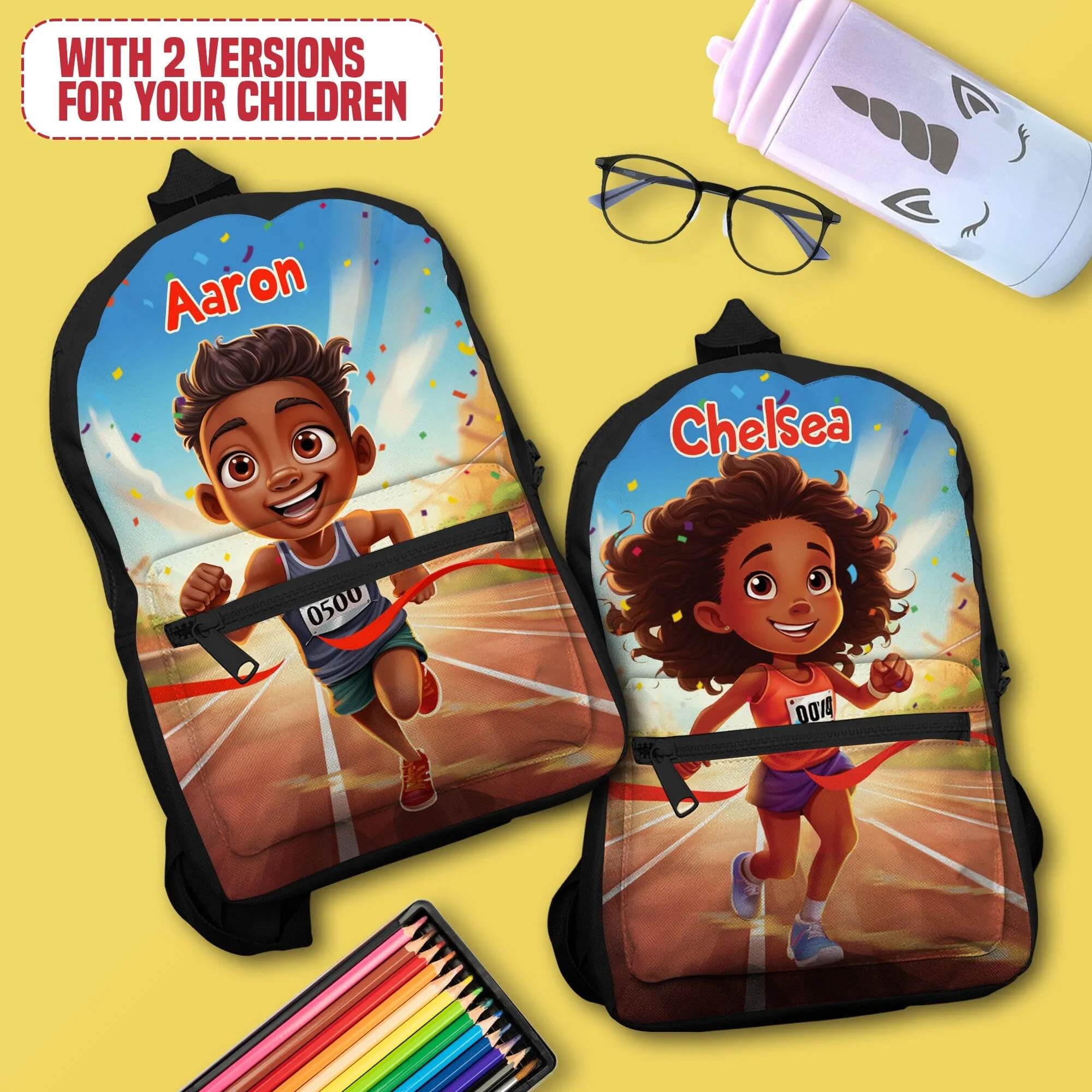 Personalized Little Afro Athlete Kid Backpack