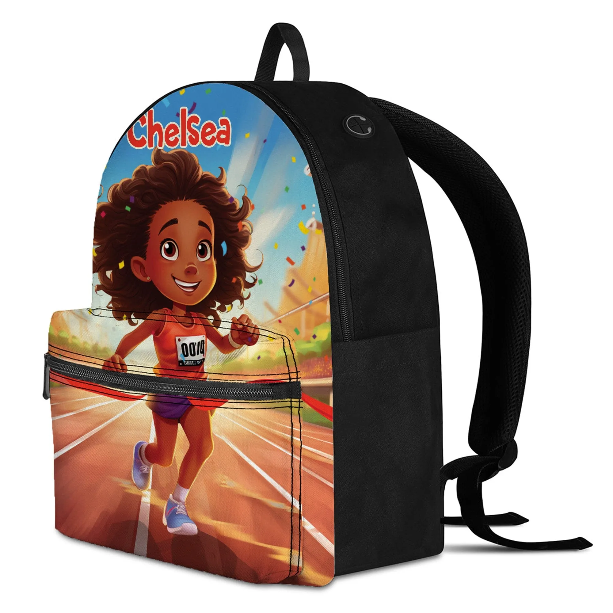 Personalized Little Afro Athlete Kid Backpack