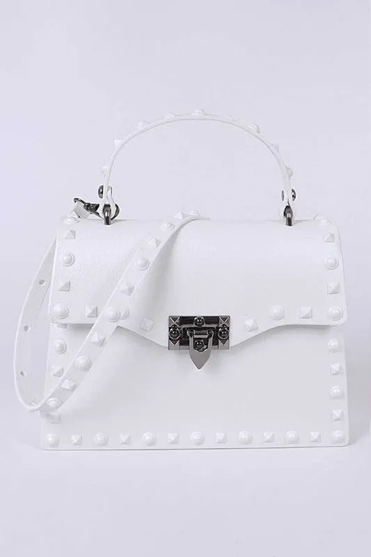 Pink Matte Finish Studded Convertible Jelly Bag