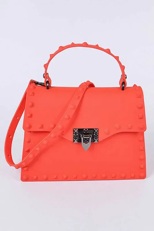 Pink Matte Finish Studded Convertible Jelly Bag