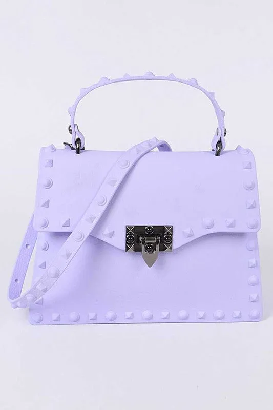 Pink Matte Finish Studded Convertible Jelly Bag