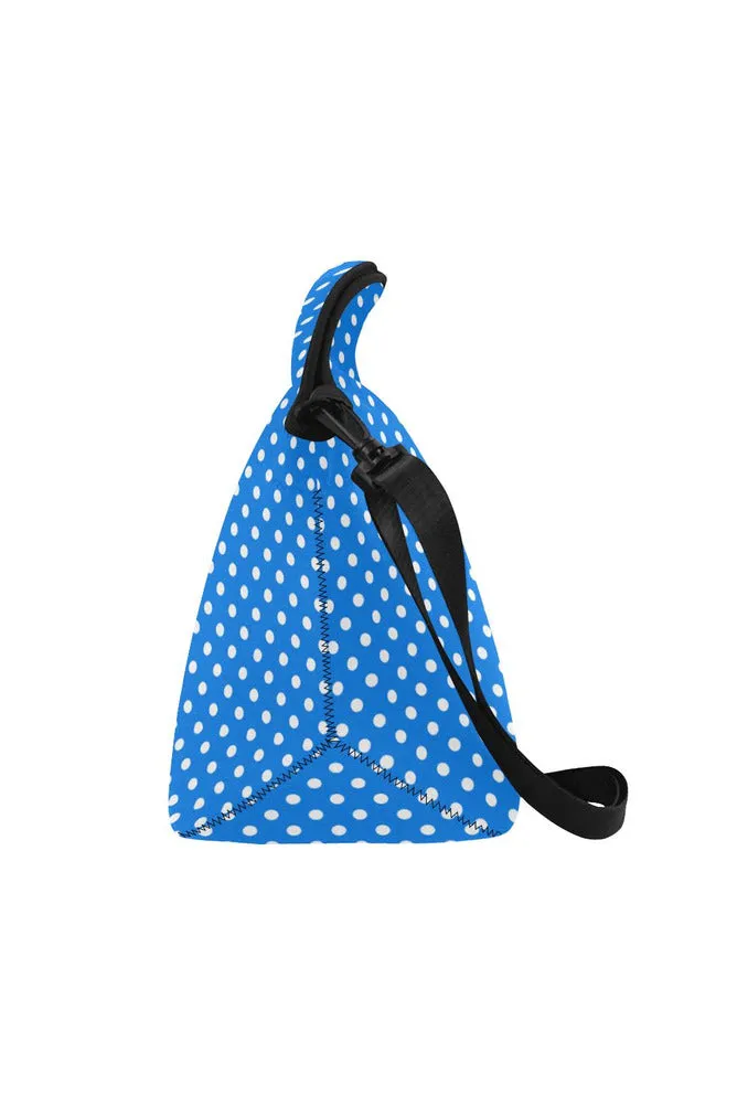 Polka Dot on Blue Neoprene Lunch Bag/Large (Model 1669)