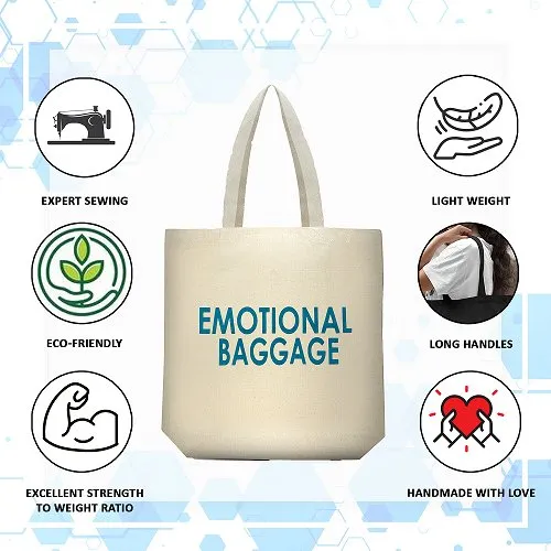 Premium Cotton Canvas Tote Bag- Emotional Baggage White