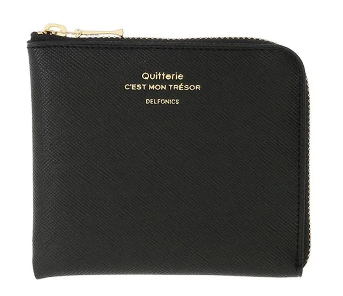 Quitterie Half Zip Wallet – Black