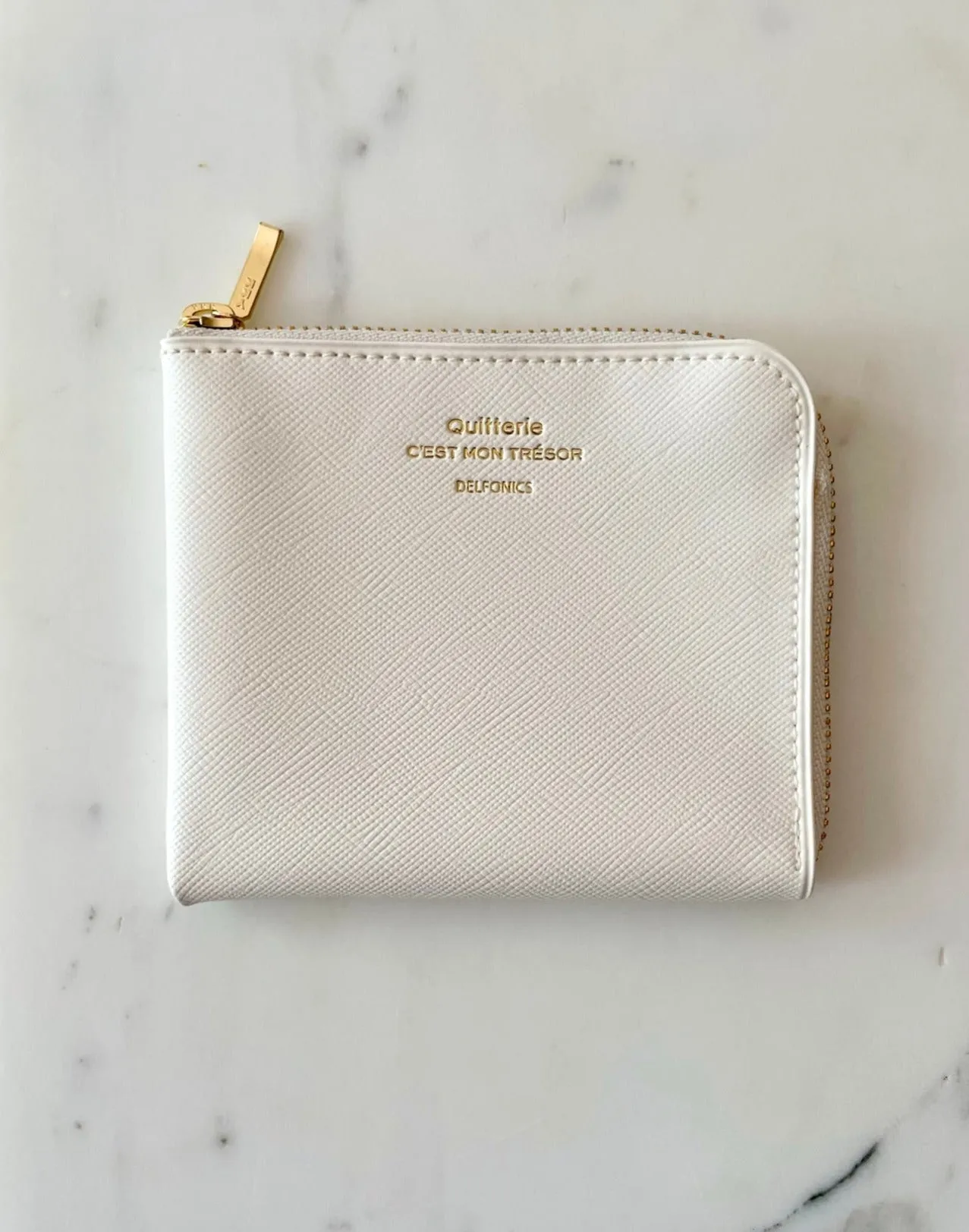 Quitterie Half Zip Wallet – Cream White