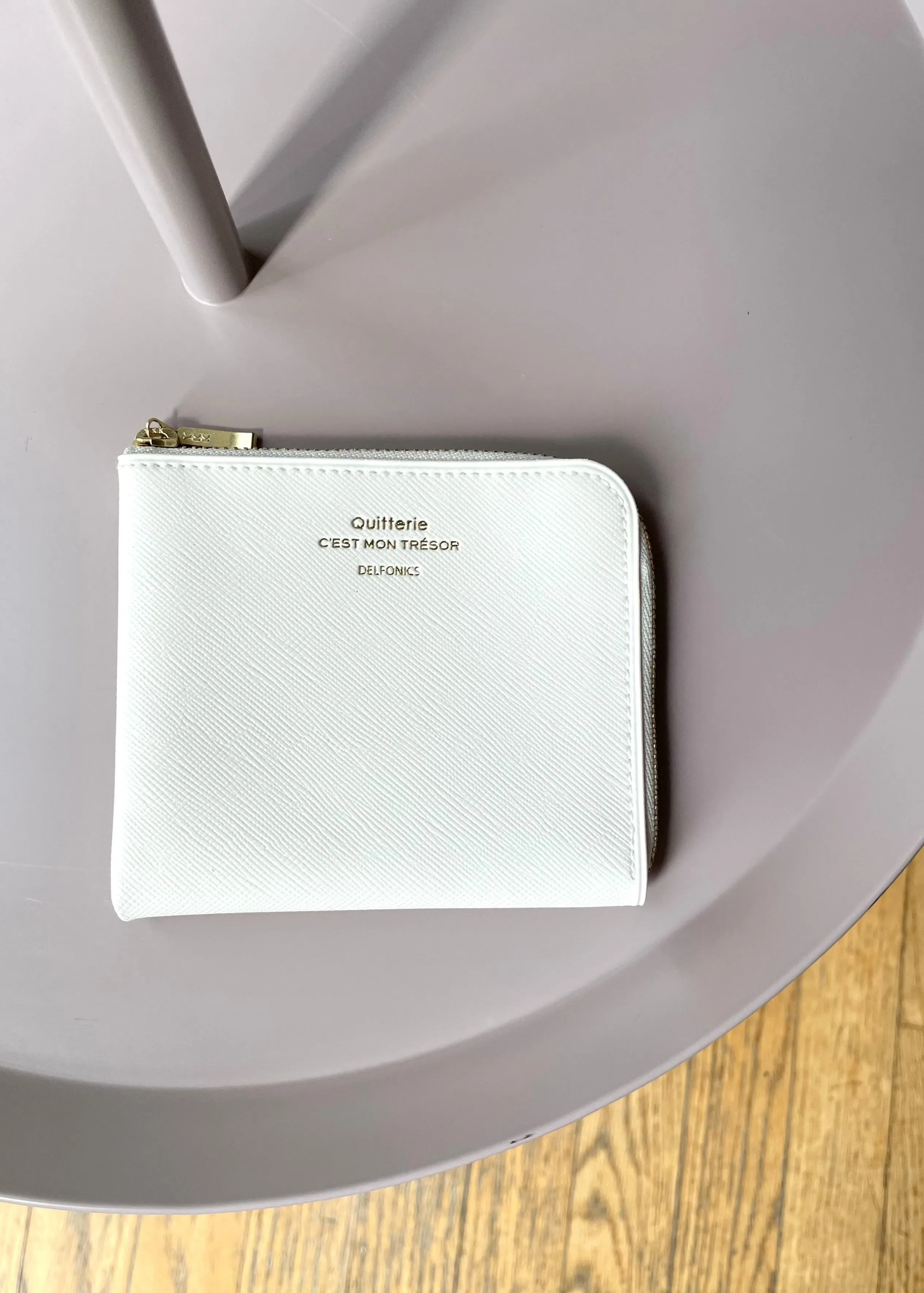 Quitterie Half Zip Wallet – Cream White