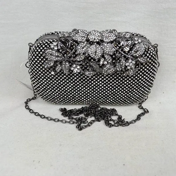 "Ester" Jeweled Flower Top Closure Clutch