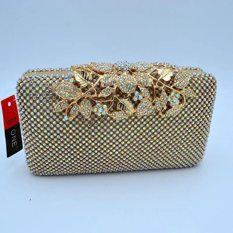 "Ester" Jeweled Flower Top Closure Clutch