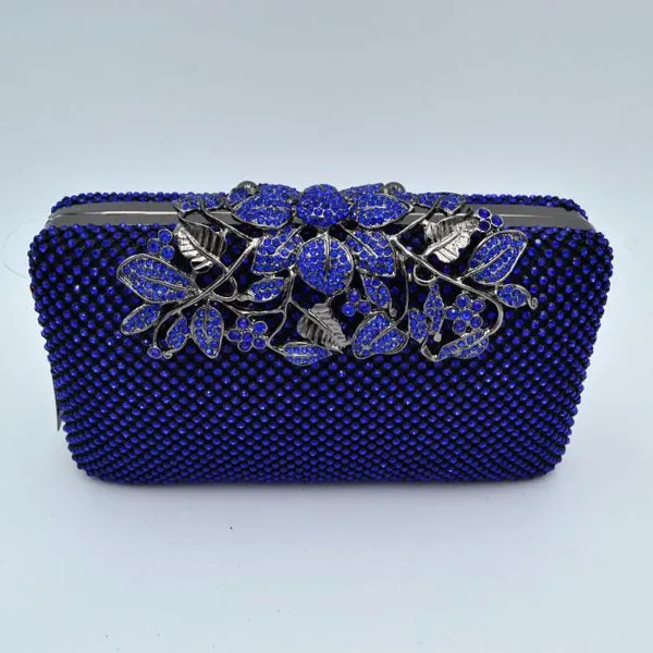 "Ester" Jeweled Flower Top Closure Clutch