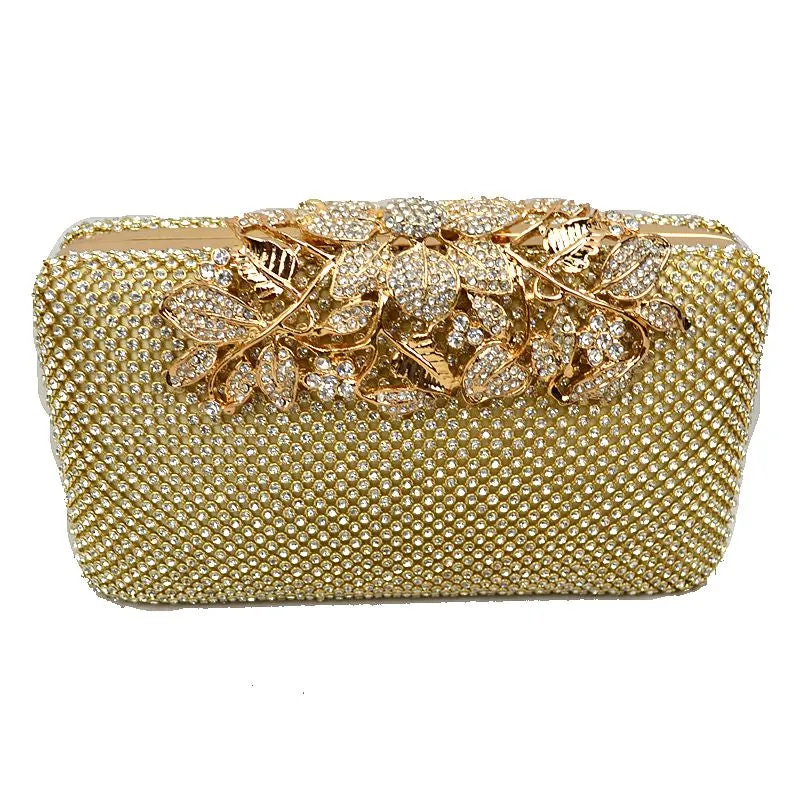 "Ester" Jeweled Flower Top Closure Clutch