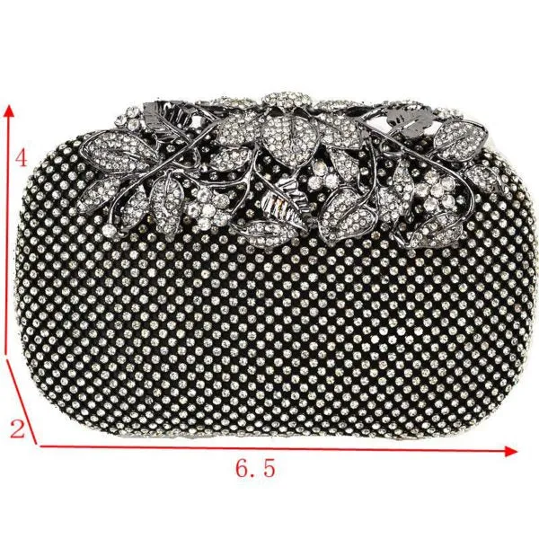 "Ester" Jeweled Flower Top Closure Clutch