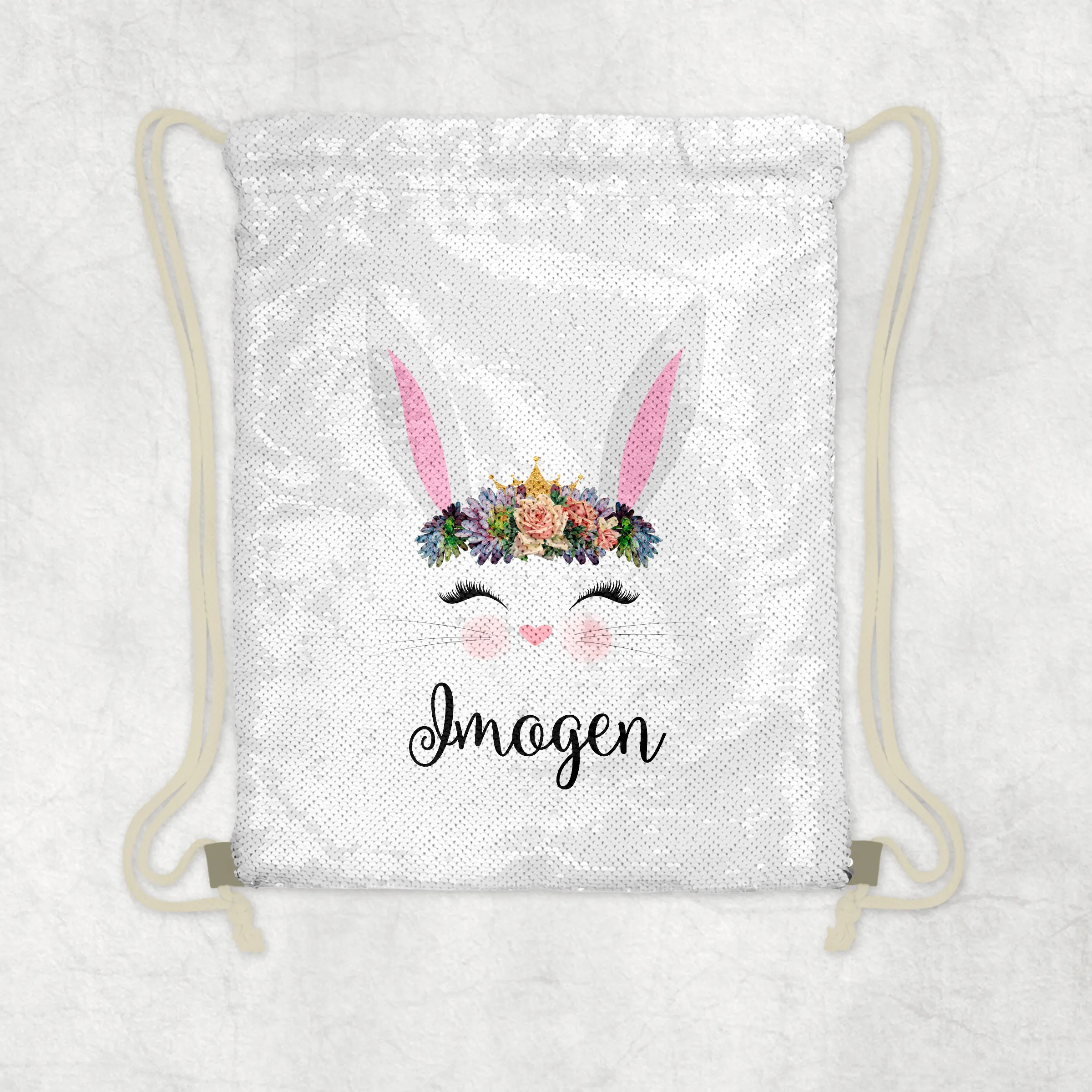 Rabbit Personalised Mermaid Sequin PE School Bag