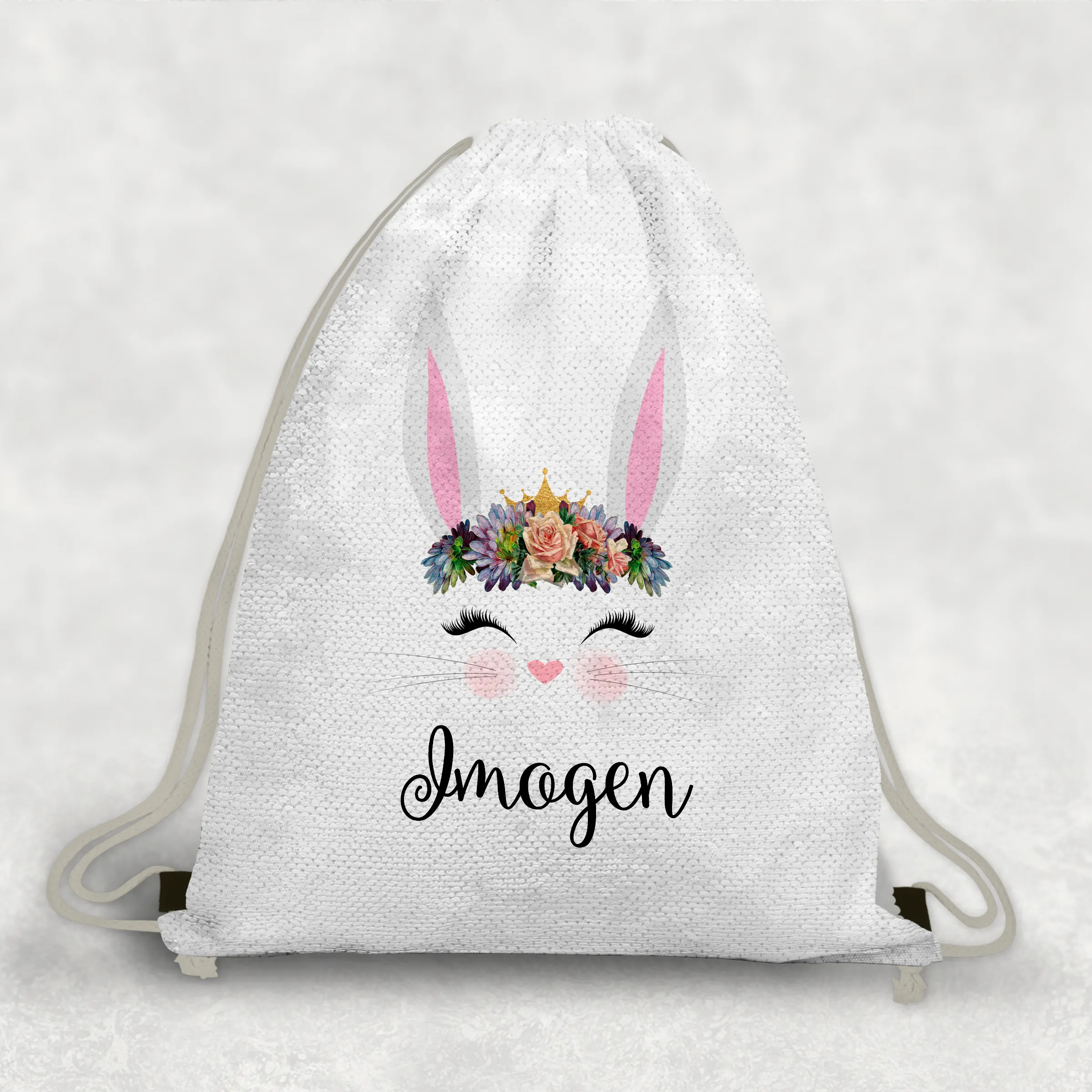 Rabbit Personalised Mermaid Sequin PE School Bag