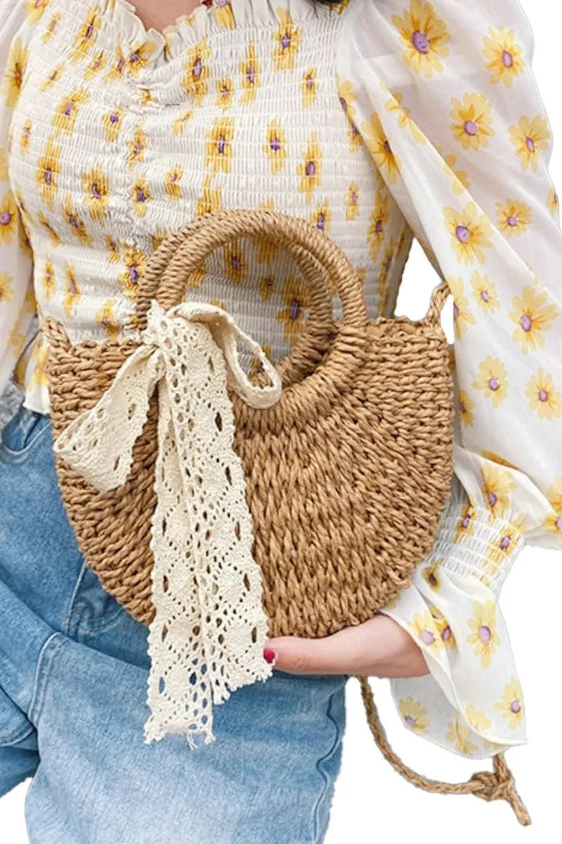 Rattan Crossbody Clutch Bag