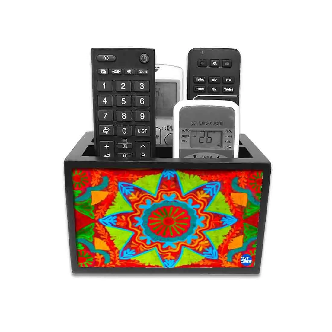 Remote Control Stand Holder Organizer For TV / AC Remotes -  Indian Fabric