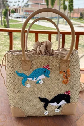 Resort Style Embroidery Handmade Straw Bag