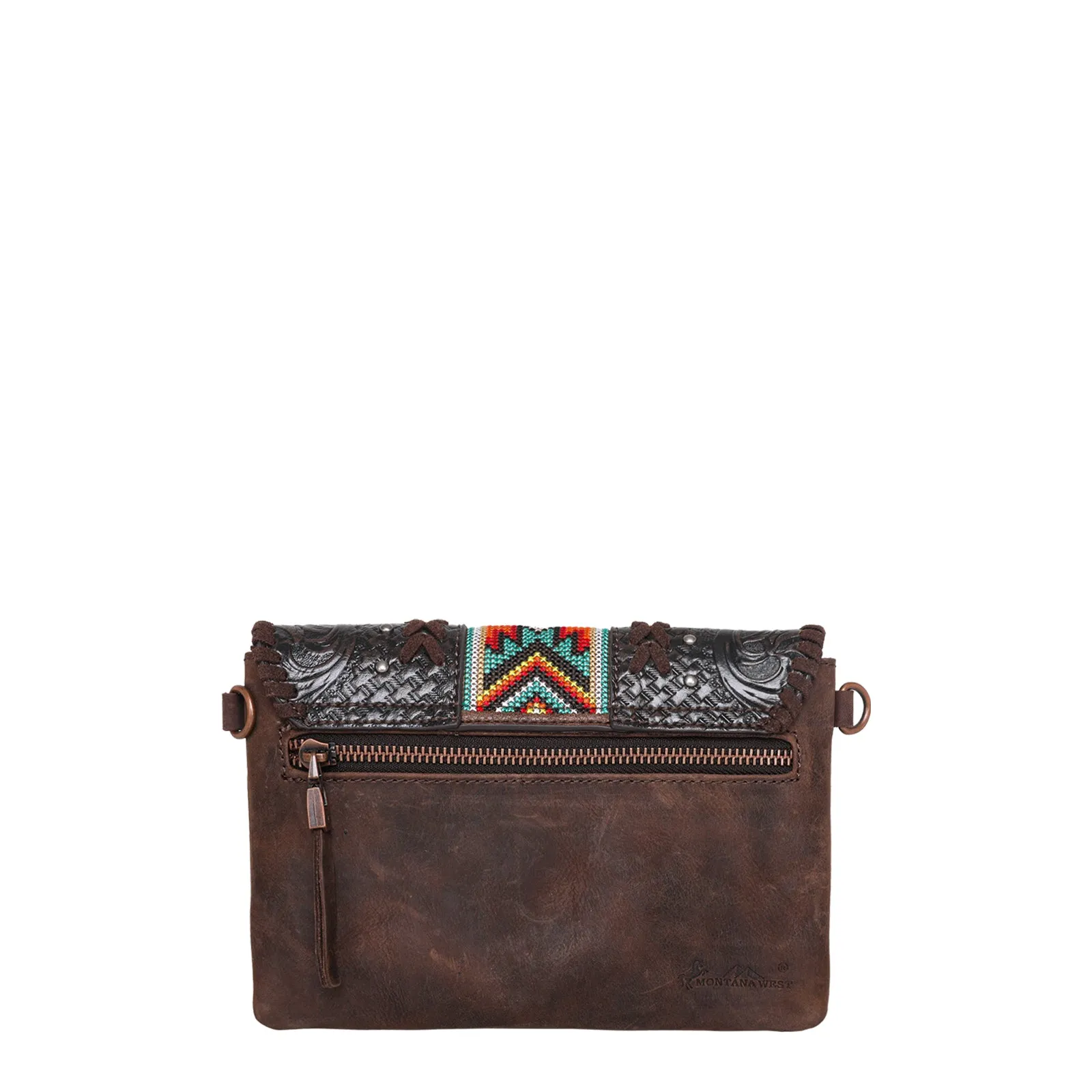 RLC-L153 Montana West Real Leather Tooled Collection Crossbody/Wristlet