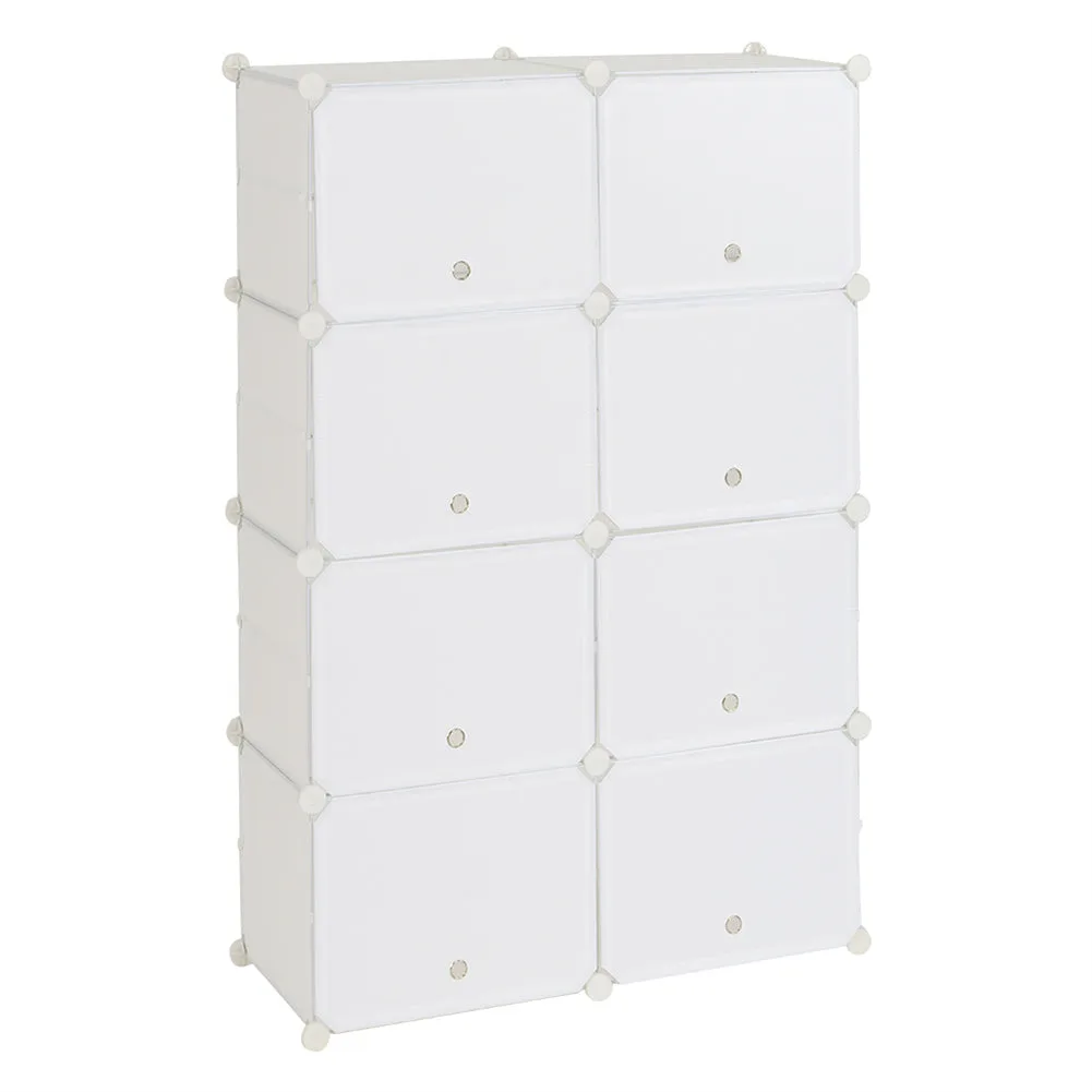 RONSHIN 2 Rows 7-tier 14 Grids Shoe Rack Organizer 40x30cm Cube Shoe Cabinet 72x32x122cm White